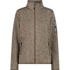 CMP Damska Kurtka Knit-Tech Fleece 100% Poliester – 04QV Toffee-Cream. Białe kurtki damskie CMP, bez wzorów, z materiału, bez kaptura. Za 245.50 zł.