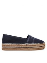 Tommy Hilfiger Espadryle Denim Platform Espadrille FW0FW08543 Granatowy. Niebieskie espadryle damskie Tommy Hilfiger, bez wzorów, z denimu, bez obcasa. Za 269.99 zł.