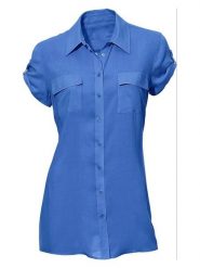 Heine Koszula w kolorze niebieskim rozmiar: 36. Niebieskie koszule damskie Heine, bez wzorów, z bawełny, bez kołnierzyka, bez ramiączek. Za 126.99 zł.