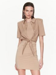 Patrizia Pepe Sukienka codzienna 8A1055/J013-B752 Beżowy Regular Fit. Brązowe sukienki damskie Patrizia Pepe, bez wzorów, z wiskozy, bez ramiączek. Za 679.99 zł.