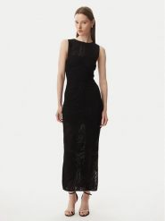 Guess Sukienka dzianinowa W6GKAX Z0981 Czarny Slim Fit. Czarne sukienki damskie Guess, z aplikacjami, z dzianiny, bez ramiączek. Za 794.99 zł.