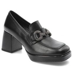 Czarne Półbuty Karino Eleganckie Skórzane Buty Na Obcasie. Czarne półbuty damskie Karino, na wiosnę, bez wzorów, ze skóry, bez obcasa, na obcasie, bez zapięcia. Za 489.00 zł.