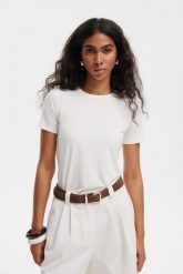 T-SHIRT NINA ECRU L - Flawless. T-shirty damskie Flawless, l, bez wzorów, z materiału, bez kołnierzyka. Za 229.00 zł.