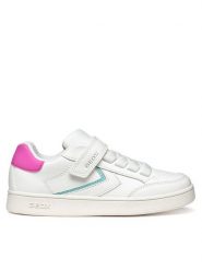 Geox Sneakersy J Eclyper J55LRB 5411 C0563 D Biały. Białe buty sportowe dziewczęce Geox, bez wzorów, ze skóry, bez zapięcia. Za 139.99 zł.