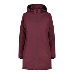 Parka dla kobiet CMP. Czerwone parki damskie CMP, z materiału, z kapturem. Za 466.55 zł.