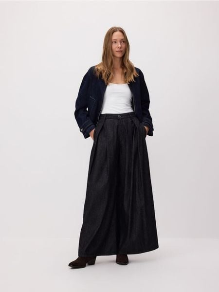 Jeansy wide leg - szary. Szare jeansy damskie Reserved. Za 179.99 zł.