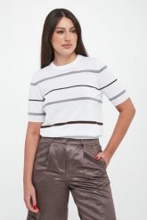 Sweter damski w paski PESERICO. Swetry klasyczne damskie Peserico, bez kołnierzyka. Za 1,629.00 zł.