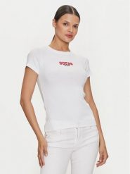 Guess Jeans T-Shirt W4YI64 KA0H1 Biały Slim Fit. Białe t-shirty damskie Guess Jeans, xs, z aplikacjami, z bawełny, bez kołnierzyka. Za 109.99 zł.
