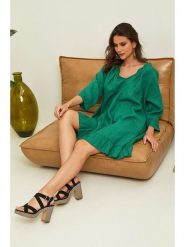 La Compagnie Du Lin Lniana sukienka "Jasmine" w kolorze zielonym rozmiar: S. Zielone sukienki damskie La Compagnie Du Lin, bez wzorów, ze lnu, bez ramiączek. Za 180.91 zł.