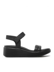 ECCO Sandały Flowt Wedge Lx W 27330351052 Czarny. Czarne sandały damskie ECCO, bez wzorów, z nubiku, bez obcasa, na koturnie, bez zapięcia. Za 409.99 zł.