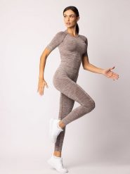 Spaio Koszulka sportowa "Melange" w kolorze brązowym rozmiar: XL. Brązowe koszulki sportowe damskie Spaio, xl, bez wzorów, z materiału, bez ramiączek, outdoorowe. Za 130.99 zł.