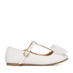 Baleriny JENNY. Białe baleriny dziewczęce Jenny, bez wzorów, bez obcasa, bez zapięcia. Za 79.99 zł.