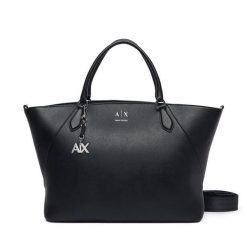 Torebka Armani Exchange. Czarne shopper bag Armani Exchange, bez wzorów, bez dodatków. Za 829.99 zł.