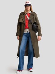 Płaszcz damski trencz khaki Sigreena 303. Zielone płaszcze damskie Big Star, l, bez wzorów, z bawełny, bez kaptura. Za 399.99 zł.