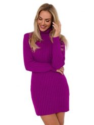 Made of emotion Sukienka dzianinowa w kolorze fioletowym rozmiar: S/M. Różowe sukienki damskie Made Of Emotion, bez wzorów, z dzianiny, bez ramiączek. Za 161.34 zł.