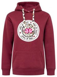 Zwillingsherz Bluza "Kelly" w kolorze bordowym rozmiar: S/M. Czerwone bluzy damskie Zwillingsherz, m, bez wzorów, z kapturem. Za 255.34 zł.