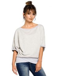 Be Wear Bluzka w kolorze jasnoszarym rozmiar: L/XL. Szare bluzki damskie Be Wear, l, bez wzorów, bez kołnierzyka, bez ramiączek. Za 113.45 zł.