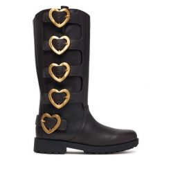 Kozaki LOVE MOSCHINO. Brązowe kozaki damskie Love Moschino, bez obcasa, na płaskiej podeszwie, bez zapięcia. Za 1,669.00 zł.