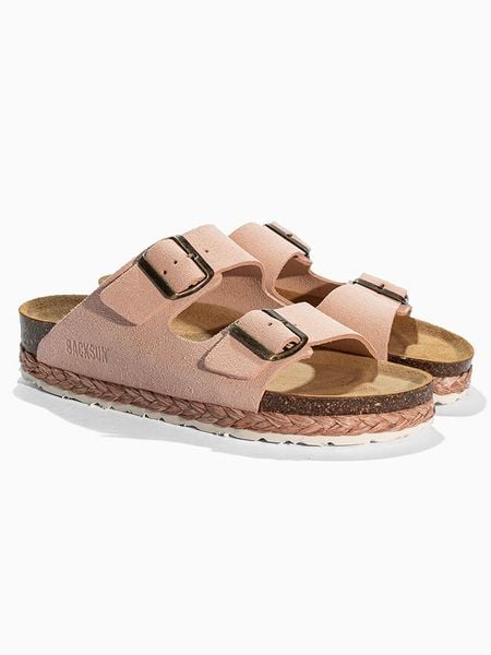 BACKSUN Skórzane klapki "Vada" w kolorze jasnoróżowym rozmiar: 40. Różowe klapki damskie Backsun, bez wzorów, z otwartym noskiem, bez obcasa, na platformie, bez zapięcia. Za 210.81 zł.