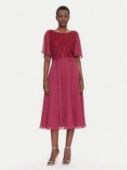 Swing Sukienka koktajlowa 5AI02500 Bordowy Regular Fit. Czerwone sukienki damskie Swing, bez wzorów, z syntetyku, wizytowe, bez ramiączek. Za 469.99 zł.