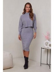 Soft Cashmere 2-częściowy zestaw w kolorze szarym rozmiar: 38/40. Szare sukienki damskie Soft Cashmere, bez wzorów, z dzianiny, klasyczne, bez ramiączek. Za 127.95 zł.
