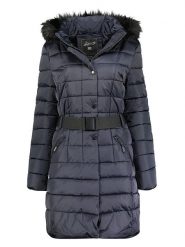 Geographical Norway Płaszcz pikowany "Anemone" w kolorze granatowym rozmiar: M. Niebieskie płaszcze damskie Geographical Norway, m, bez wzorów, z tkaniny, bez kaptura. Za 318.47 zł.