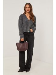 Soft Cashmere Kardigan w kolorze ciemnoszarym rozmiar: 38/40. Szare kardigany damskie Soft Cashmere, bez wzorów, prążkowane. Za 247.99 zł.