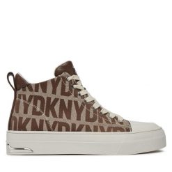 Trampki DKNY. Brązowe trampki damskie DKNY, bez wzorów, bez zapięcia. Za 1,209.00 zł.
