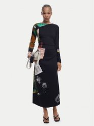 Desigual Sukienka codzienna Fiona 25WWVW08 Czarny Slim Fit. Czarne sukienki damskie Desigual, bez wzorów, z wiskozy, bez ramiączek. Za 319.99 zł.