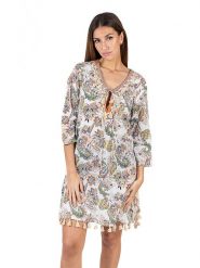Isla Bonita by SIGRIS Sukienka w kolorze białym rozmiar: XL. Białe sukienki damskie Isla Bonita by SIGRIS, bez wzorów, z bawełny, bez ramiączek. Za 149.95 zł.