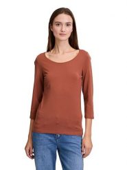 CARTOON Koszulka w kolorze jasnobrązowym rozmiar: 46. Brązowe koszulki damskie Cartoon, bez wzorów, bez kołnierzyka, bez ramiączek. Za 39.99 zł.