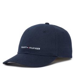 Czapka z daszkiem Tommy Hilfiger. Niebieskie czapki z daszkiem damskie Tommy Hilfiger, bez wzorów. Za 189.99 zł.