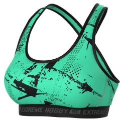 Stanik sportowy fitness siłownia MMA EXTREME HOBBY NEO. Zielone biustonosze sportowe damskie EXTREME HOBBY, bez wzorów, z elastanu. Za 139.00 zł.