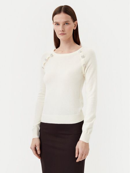 Motivi Sweter M6706001041N Biały Regular Fit. Białe swetry klasyczne damskie Motivi, m, z syntetyku, bez kołnierzyka. Za 179.99 zł.