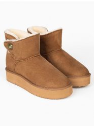 ISLAND BOOT Botki zimowe "Catalina" w kolorze jasnobrązowym rozmiar: 41. Brązowe botki damskie Island Boot, na zimę, bez obcasa, bez zapięcia. Za 153.71 zł.