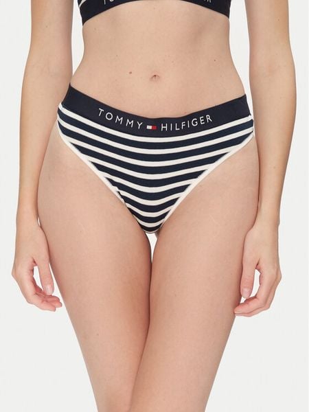 Tommy Hilfiger Stringi UW0UW04796 Granatowy. Niebieskie stringi Tommy Hilfiger, bez wzorów, z bawełny. Za 59.99 zł.