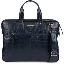 Torba Skórzana Elegancka Croco Laptop 15. Czarne torby na laptopa z aplikacjami, z bawełny, zdobione. Za 399.99 zł.