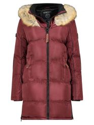 Geographical Norway Płaszcz pikowany "Beautiful" w kolorze bordowym rozmiar: S. Czerwone płaszcze damskie Geographical Norway, s, z aplikacjami, bez kaptura. Za 272.31 zł.