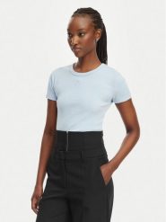 HUGO T-Shirt Delanor 50512000 Niebieski jasny Slim Fit. Niebieskie t-shirty damskie Hugo, s, bez wzorów, z bawełny, bez kołnierzyka. Za 145.99 zł.