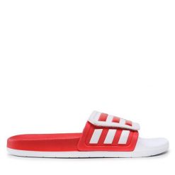 Klapki adidas. Białe klapki damskie Adidas, bez wzorów, bez obcasa, bez zapięcia. Za 129.99 zł.