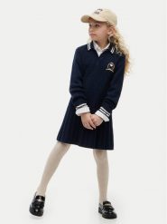 Tommy Hilfiger Sukienka dzianinowa KG0KG09610 Granatowy Regular Fit. Niebieskie sukienki dziewczęce Tommy Hilfiger, bez wzorów, z bawełny, bez ramiączek, proste. Za 449.99 zł.
