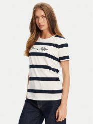 Tommy Hilfiger T-Shirt Script WW0WW45746 Écru Regular Fit. T-shirty damskie Tommy Hilfiger, xs, bez wzorów, z bawełny, bez kołnierzyka. Za 119.99 zł.