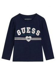 Guess Bluzka K6YI18 K3698 Granatowy Regular Fit. Niebieskie bluzki i koszule dziewczęce Guess, z aplikacjami, z bawełny, bez kołnierzyka, bez ramiączek. Za 84.99 zł.