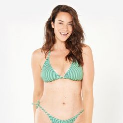 Góra kostiumu kąpielowego surfingowego damska Olaian Mae. Zielone bikini OLAIAN, bez wzorów, z elastanu. Za 39.99 zł.