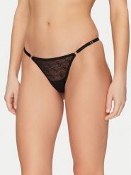 Guess Stringi O5RE10 KCLB0 Czarny. Czarne stringi Guess, z aplikacjami, z nylonu. Za 99.99 zł.