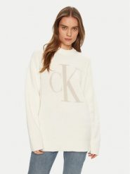 Calvin Klein Jeans Sweter Intrasia J20J224799 Écru Relaxed Fit. Swetry klasyczne damskie Calvin Klein Jeans, l, z bawełny, bez kołnierzyka. Za 299.99 zł.