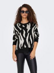 ONLY Sweter w kolorze czarno-szarym rozmiar: L. Czarne swetry klasyczne damskie Only, l, bez kołnierzyka. Za 92.21 zł.