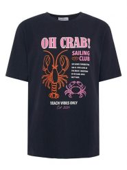 Zwillingsherz Koszulka "Oh Crab" w kolorze granatowym rozmiar: L. Niebieskie bluzki damskie Zwillingsherz, l, bez wzorów, bez kołnierzyka, bez ramiączek. Za 113.90 zł.
