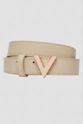 VALENTINO Beżowy pasek Divina. Brązowe paski damskie Valentino by Mario Valentino, bez wzorów. W wyprzedaży za 169.99 zł.