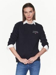 Tommy Hilfiger Bluza UW0UW04521 Granatowy Regular Fit. Niebieskie bluzy damskie Tommy Hilfiger, m, bez wzorów, z bawełny, bez kaptura. Za 299.99 zł.